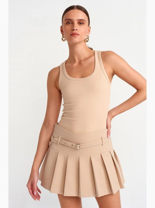 Jupe mini plissée taille haute avec ceinture dilvin - Kiabi
