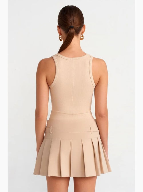 Jupe mini plissée taille haute avec ceinture dilvin - Kiabi