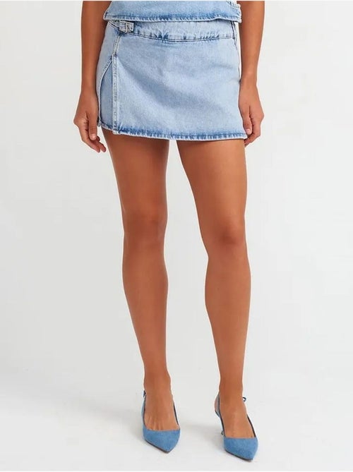 Jupe mini trapèze en denim de coton dilvin - Kiabi