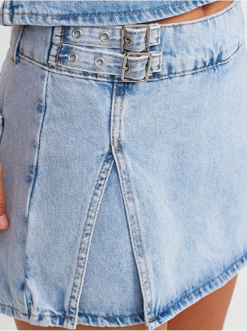 Jupe mini trapèze en denim de coton dilvin - Kiabi