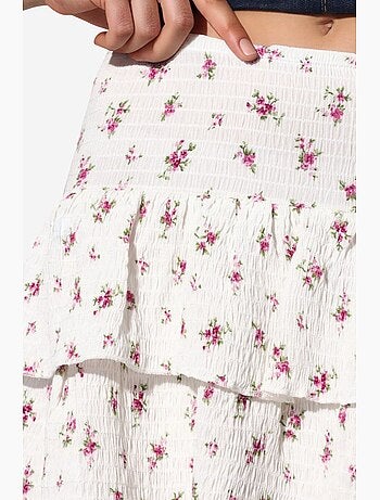 Jupe patineuse courte taille haute à fleurs busem