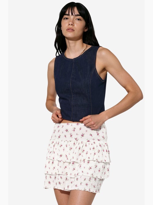 Jupe patineuse courte taille haute à fleurs busem - Kiabi Jupe patineuse courte taille haute à fleurs busem - Kiabi