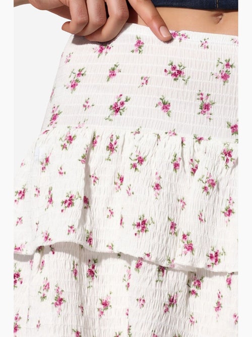 Jupe patineuse courte taille haute à fleurs busem - Kiabi Jupe patineuse courte taille haute à fleurs busem - Kiabi