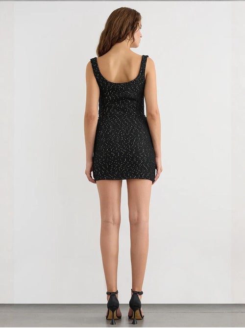 Jupe portefeuille tricotée à sequins avec ourlet sans couture et ceinture - Kiabi