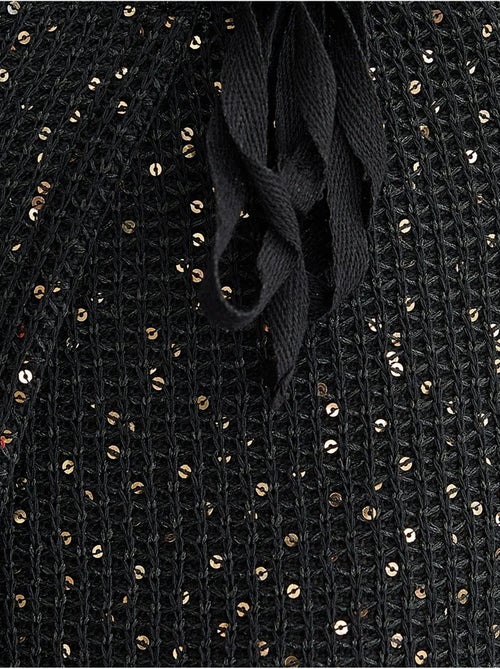 Jupe portefeuille tricotée à sequins avec ourlet sans couture et ceinture - Kiabi