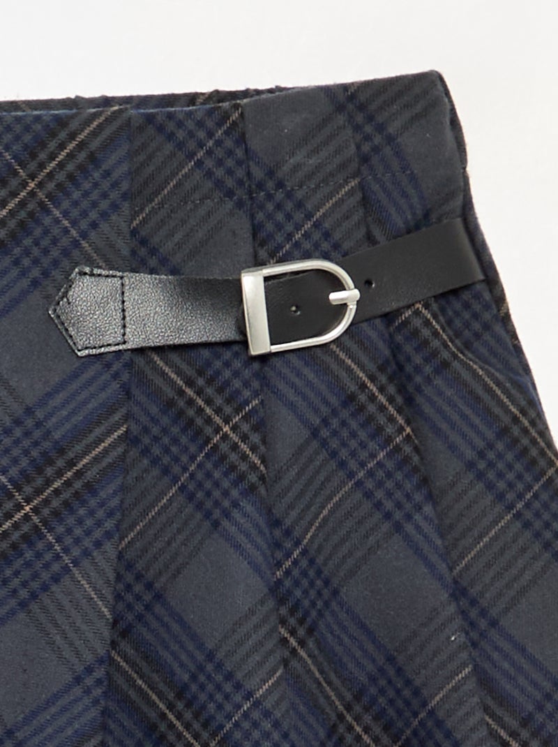 Jupe short à carreaux Bleu - Kiabi