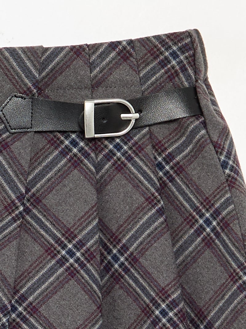 Jupe short à carreaux Gris - Kiabi