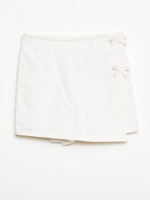 Jupe short courte en jean avec nœuds - Kiabi