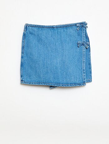 Jupe short courte en jean avec nœuds