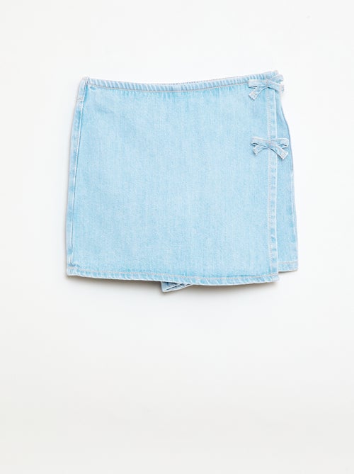 Jupe short courte en jean avec nœuds - Kiabi