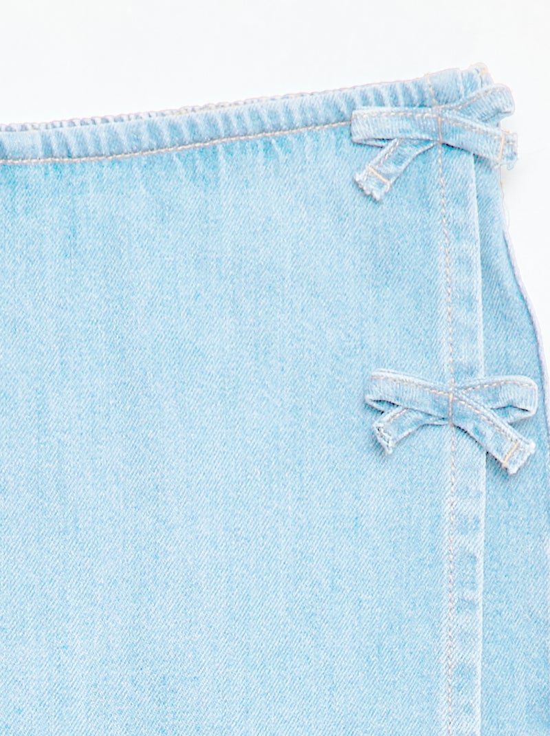 Jupe short courte en jean avec nœuds Bleu - Kiabi