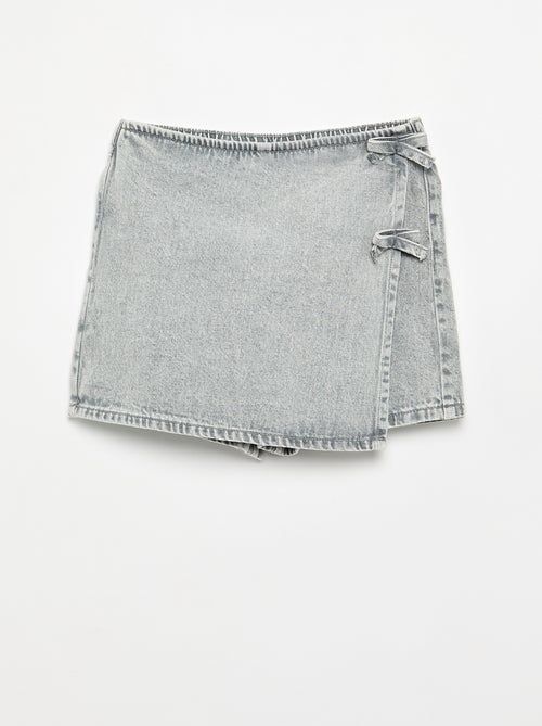 Jupe short courte en jean avec nœuds - Kiabi