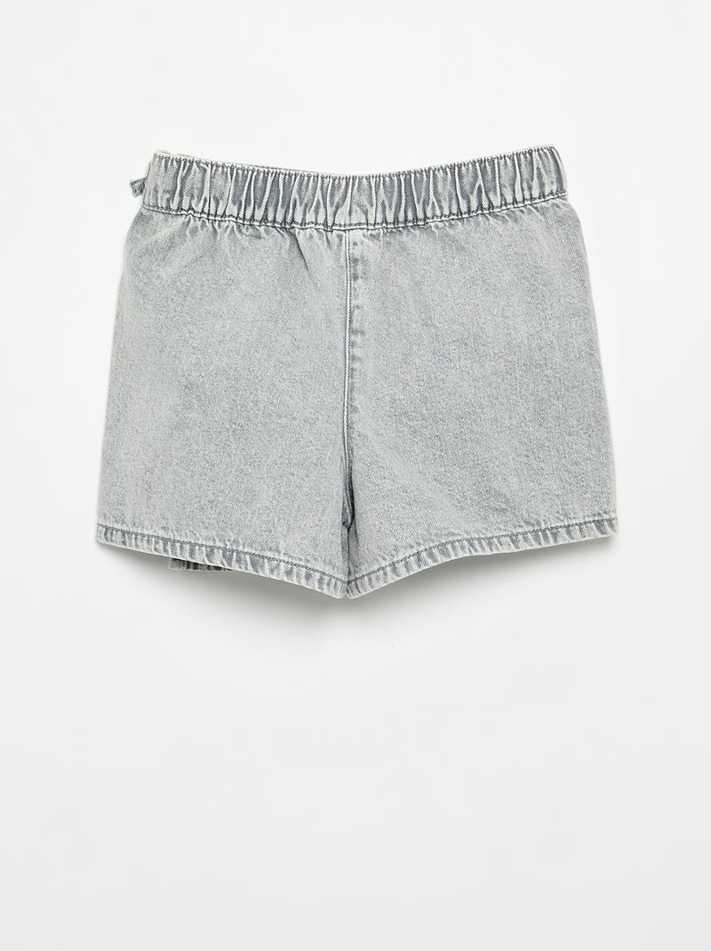 Jupe short courte en jean avec nœuds Gris - Kiabi