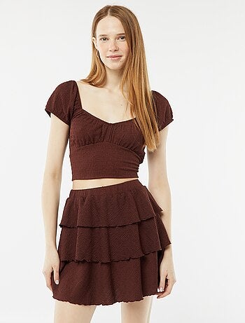 Jupe short courte en matière gaufrée