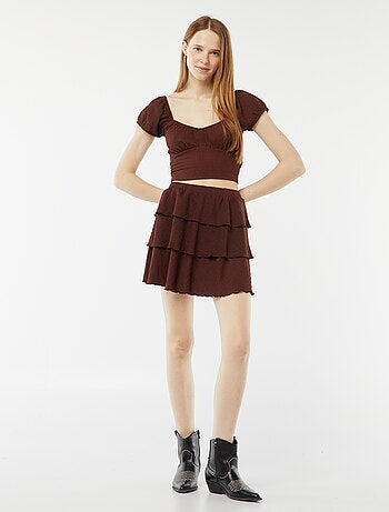 Jupe short courte en matière gaufrée