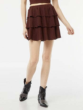 Jupe short courte en matière gaufrée