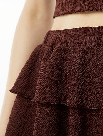 Jupe short courte en matière gaufrée