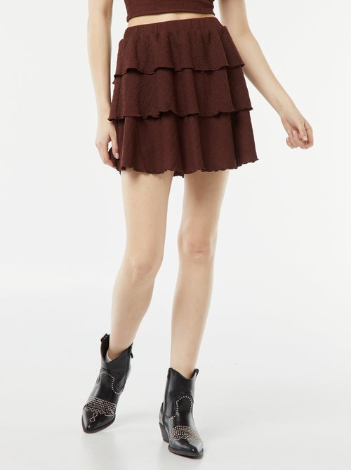 Jupe short courte en matière gaufrée - Kiabi