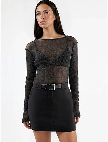 Jupe-short courte taille mi-haute avec fermeture éclair hiccup