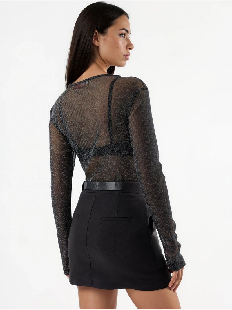 Jupe-short courte taille mi-haute avec fermeture éclair hiccup Noir - Kiabi