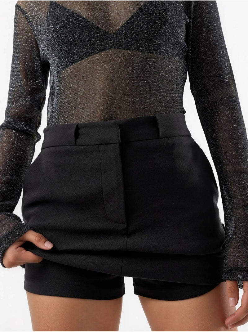 Jupe-short courte taille mi-haute avec fermeture éclair hiccup Noir - Kiabi