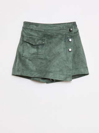 Jupe short courte unie en suédine
