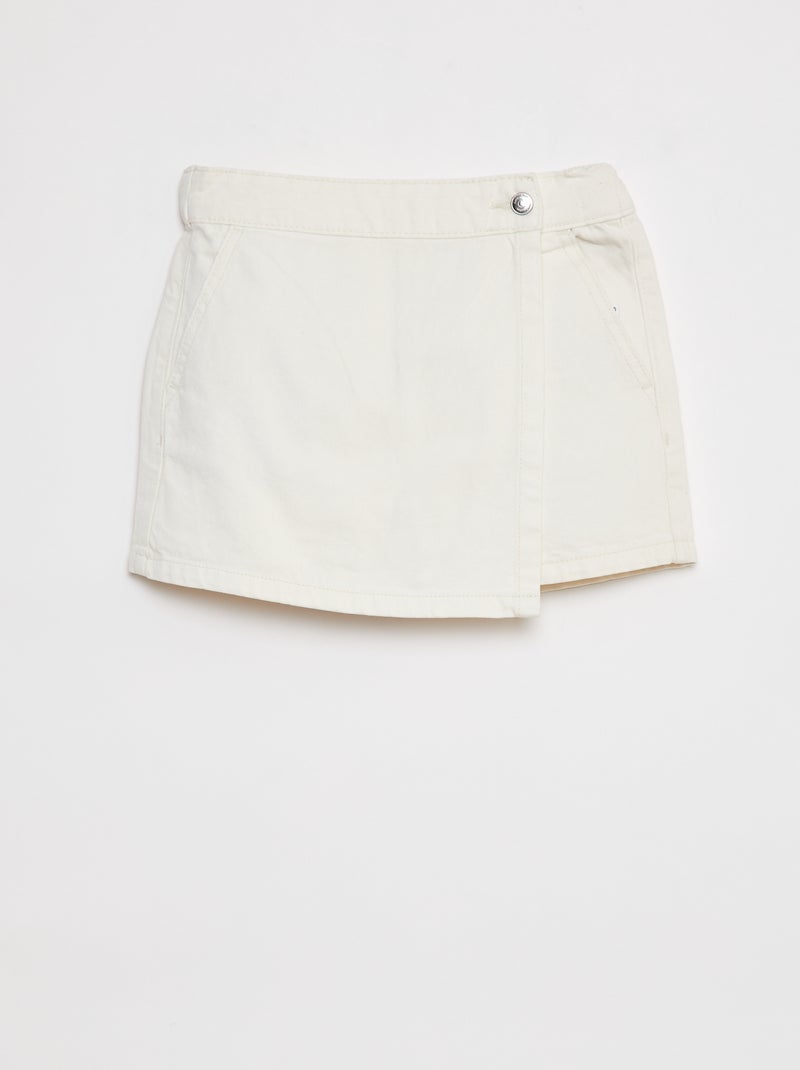 Jupe short en denim BLANC - Kiabi