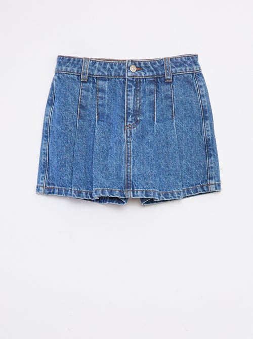 Jupe short en denim plissé - Kiabi