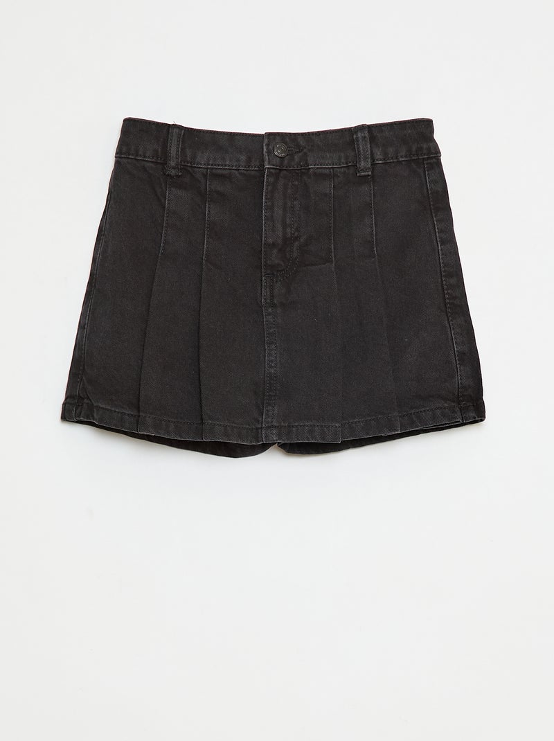 Jupe short en denim plissé Gris - Kiabi
