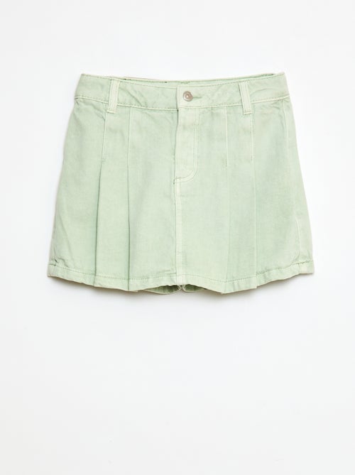 Jupe short en denim plissé - Kiabi