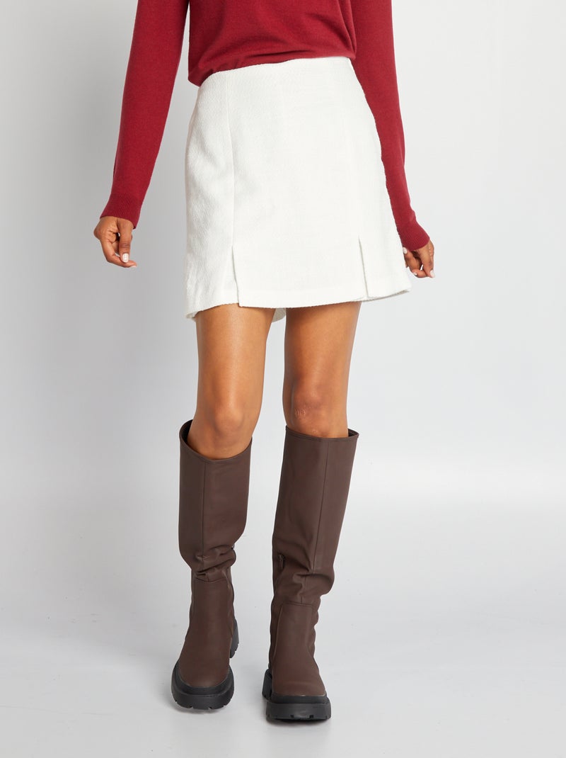 Jupe short en jacquard bouclette Ecru - Kiabi