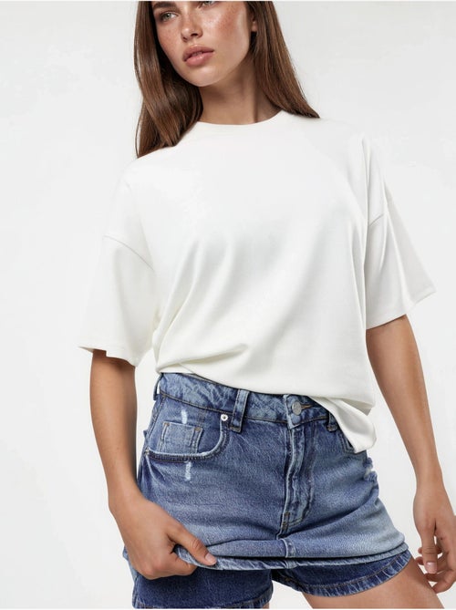 Jupe-short en jean déchiré avec fermeture éclair hiccup - Kiabi Jupe-short en jean déchiré avec fermeture éclair hiccup - Kiabi