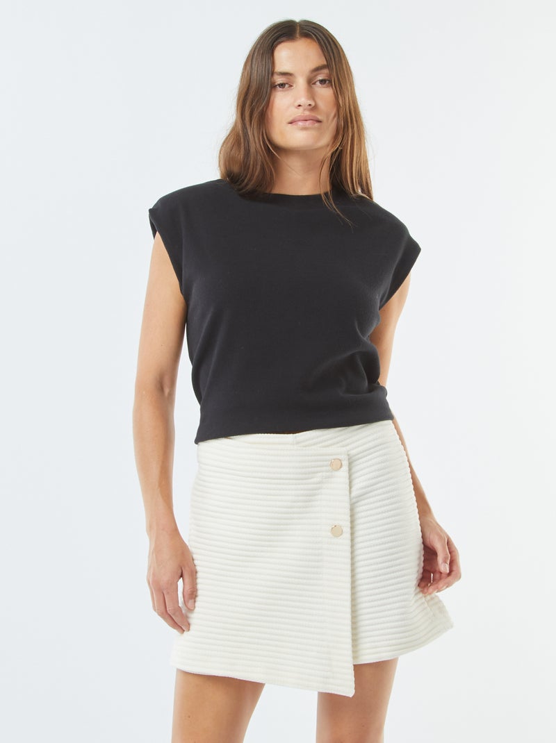 Jupe short en maille texturée Beige - Kiabi