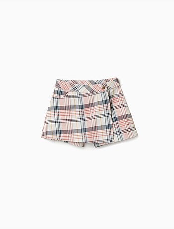 Jupe-short en sergé de coton à carreaux