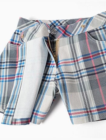 Jupe-short en sergé de coton à carreaux
