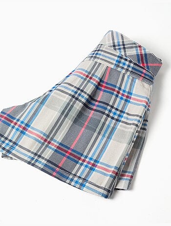 Jupe-short en sergé de coton à carreaux