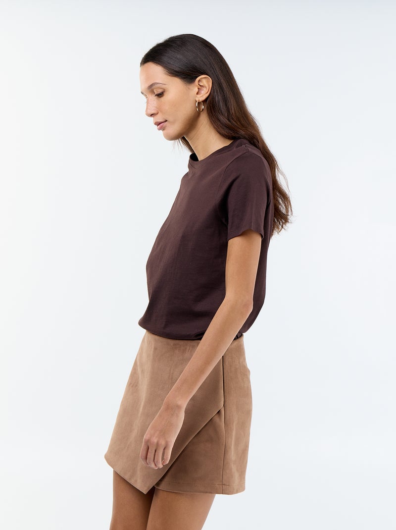 Jupe short en suédine Marron - Kiabi