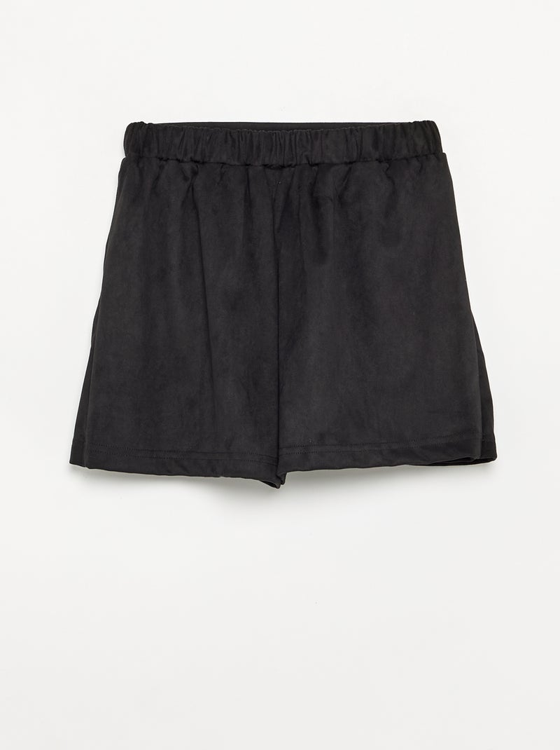 Jupe-short en suédine Noir - Kiabi
