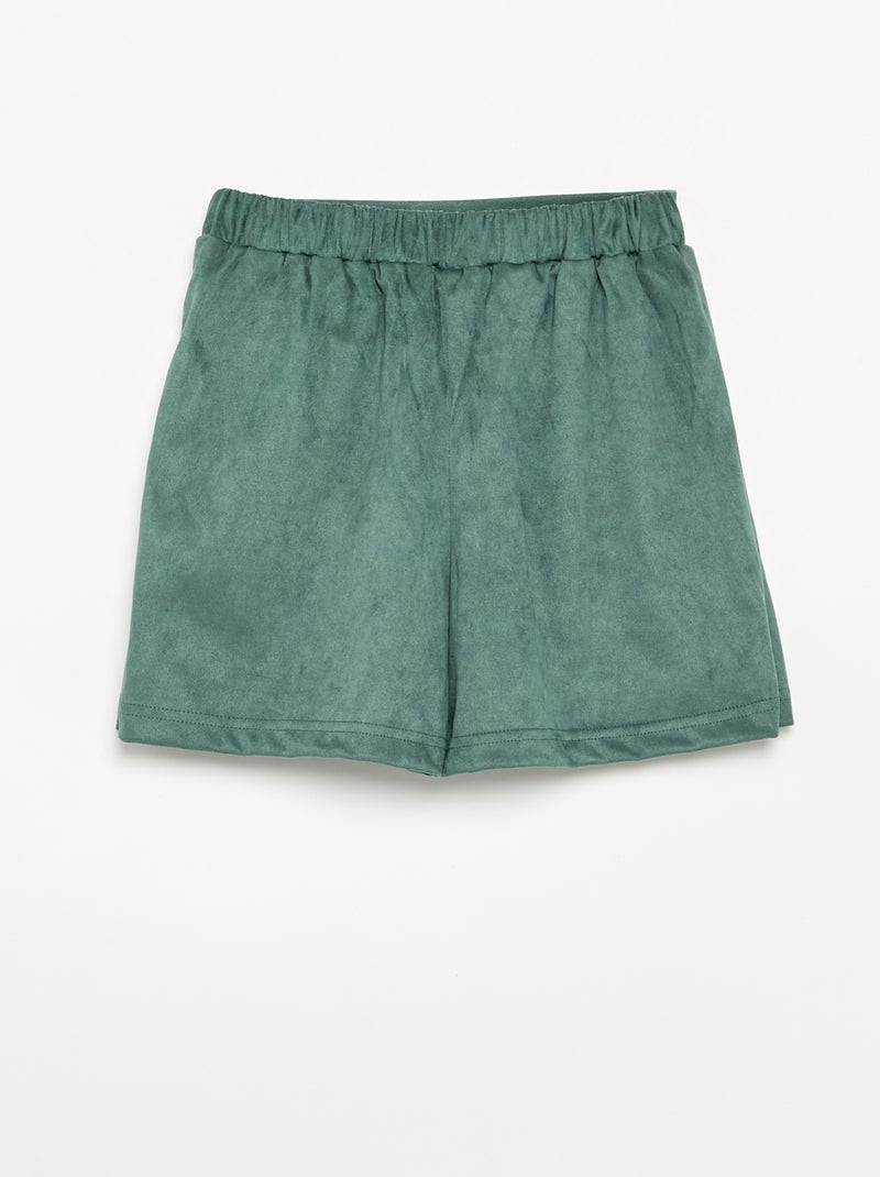 Jupe-short en suédine Vert - Kiabi