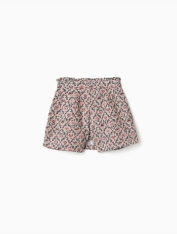 Jupe-short en velours côtelé avec motif floral