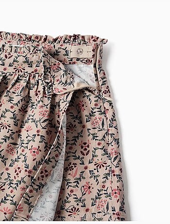 Jupe-short en velours côtelé avec motif floral