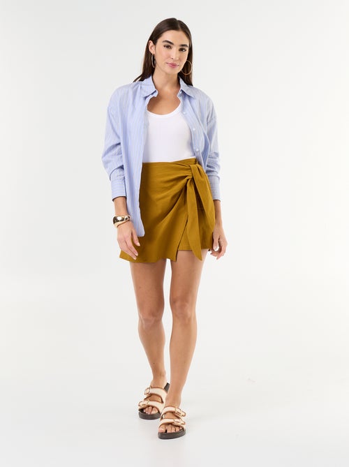 Jupe short léger avec ceinture à nouer - Kiabi