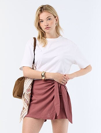 Jupe short léger avec ceinture à nouer