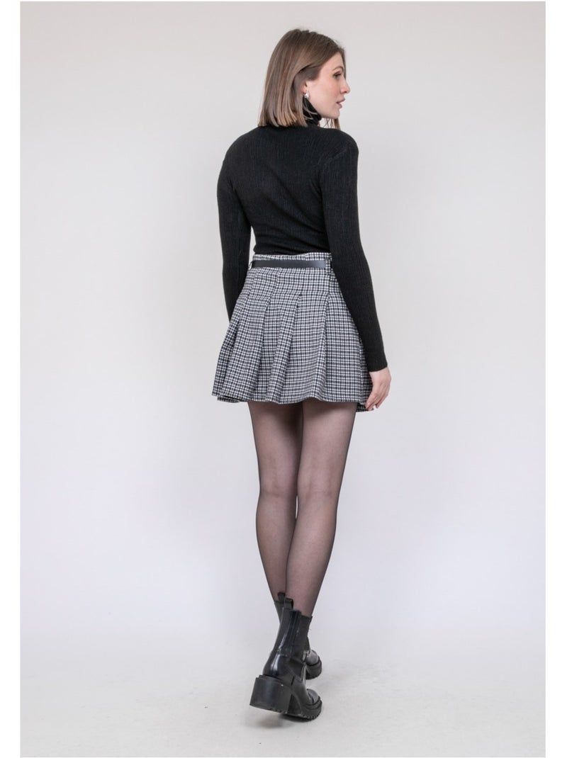 Jupe-short plissée à carreaux XOMELLE Gris - Kiabi