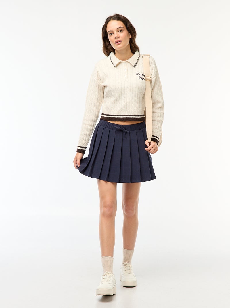 Short Rayures Bleues Taille Élastiquée Femme du XS au XL - Short Sybille
