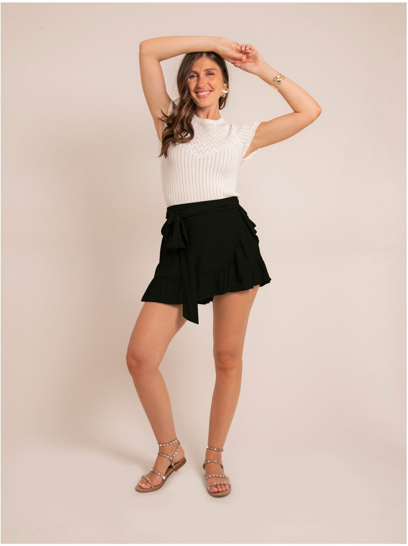 Jupe-short portefeuille xaberi Noir - Kiabi