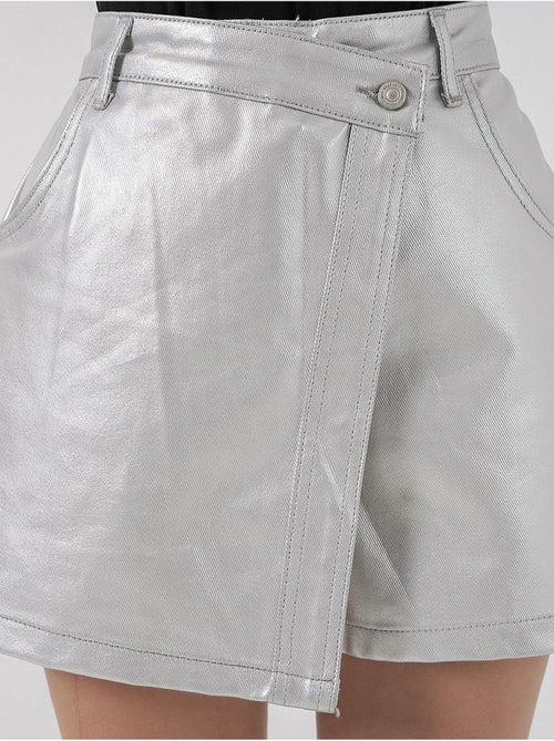 Jupe-short taille haute en tissu métallisé avec fermeture à boutons bdart - Kiabi