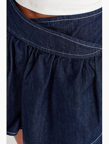 Jupe skater courte en denim à taille haute dilvin