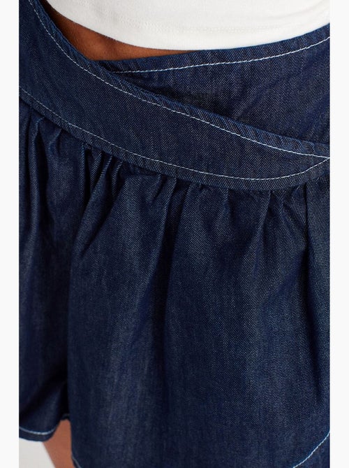 Jupe skater courte en denim à taille haute dilvin - Kiabi
