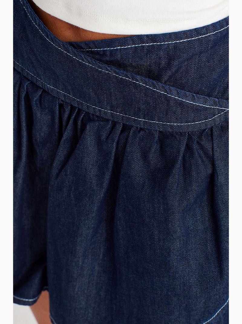 Jupe skater courte en denim à taille haute dilvin Bleu outremer - Kiabi